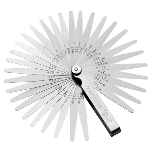 Spurtar 32 Klingen Fühlerlehre 0,03-1,00mm/0,001-0,04" Edelstahl Metrisch/Imperial Werkzeug zur Messung für Messung Gap Breite/Dicke/metrisch Größen