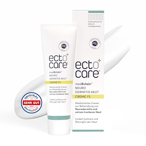 ectocare® Neurodermitis Creme Akut mit 7% Ectoin 50 ml | Dermatitis & Ekzemen Salbe ohne Kortison | Lindert trockene, gereizte, rote und juckende Haut | Medizinprodukt, auch für Kinder und Babys