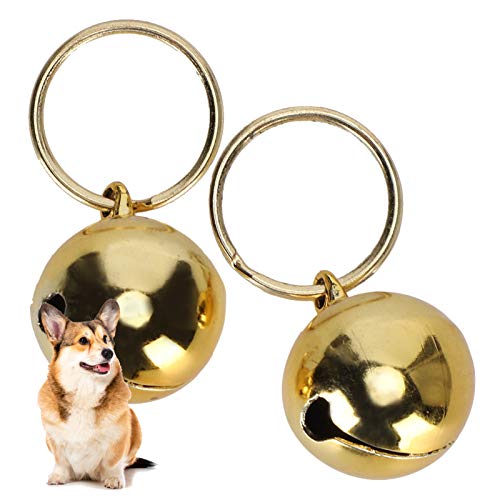 2 Stück rostfreie Kupferglocken, extra laut, für Katzen und Hunde, tragbares Glöckchen für Halsband, zum Schutz von Vögeln und Wildtieren (Gold)