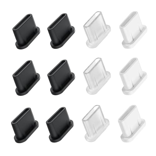 USB C Staubschutzstecker, 12 Stück Silikon USB C Schutzkappe, Ladeschnittstelle staubdichte Stecker, Type C Schnittstelle passend für Google Samsung Galaxy iPhone 15/16 Motorola XPLORA Xiaomi