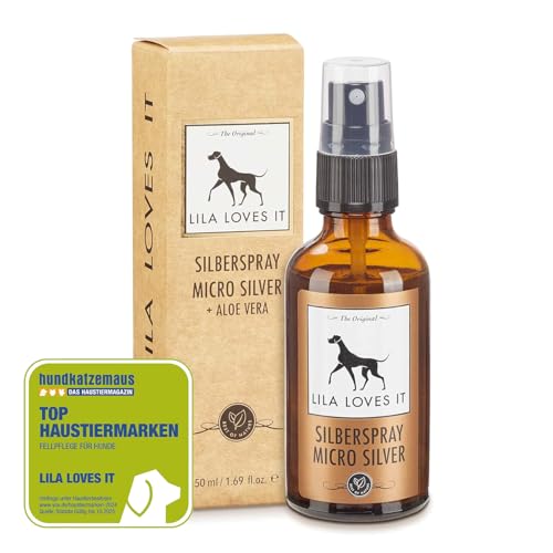Silberspray für Hunde – natürliche Pflege, mit Aloe Vera und Hyaluron, reinigt und regeneriert, nanofrei, mit Mikrosilber, SILBERSPRAY von LILA LOVES IT, 50 ml