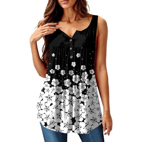 Shirts Damen Sommer, 100% Polyester Weiß Geblümt, Sommer Oberteile Damen top Herren Sommer Shirt Kurzarm Damen Basic Shirt Damen Sommer Shirt Damen leicht und luftig Sommer Shirt Damen ärmellos, S