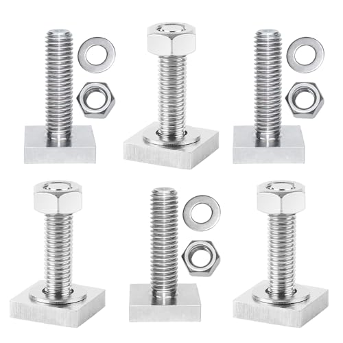 RFYTDCF 6 STK T Nut Adapter Nutensteine Dachträger, M8 Nutenstein Set Klemmschraube mit Muttern und Unterlegscheiben Edelstahl Halterung Dachbox Befestigung Zubehör Kompatibel zu T Nut Schiene