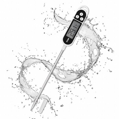 Digital Küchenthermometer, mit Batterie, Digitales Thermometer für Lebensmittel mit langen Sonden, Instant Read, Hausmannskost-Thermometer, für Backen, Grill, Milch, Wasser(-50°C bis +300°C)