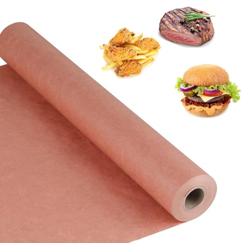 Litinliv Butcher Papier Rolle, Rosa Food Grade Original Metzgerpapier, Kraftpapier für Außengrills, Grillpapier für Smoker Fischfleisch, Frittiert, Perfektes Kochen von Saftigem (45 × 1000 cm)