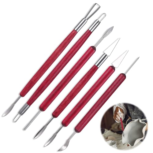 6 Stück Ton Werkzeug Keramikskulptur-Tools Set Töpferwerkzeug Set, Skulptur Modellierwerkzeug Pottery Clay Tools Kit Polymer Clay Tools für Professionelles Kunsthandwerk Tonkeramik Skulptur