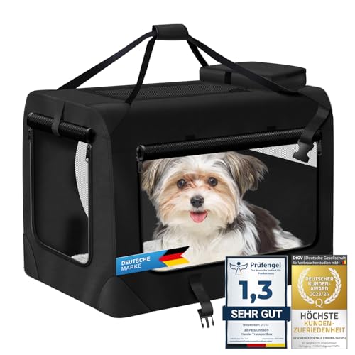 B0C7LFR5KP O3-IS5A-TZA1 Hunde-Transportbox Tier Hundebox Transporttasche faltbar Hundetasche Haustier-Transport Atmungsaktiv & Wasserabweisend für Hunde & Katzen (S - 49x34x34 cm)
