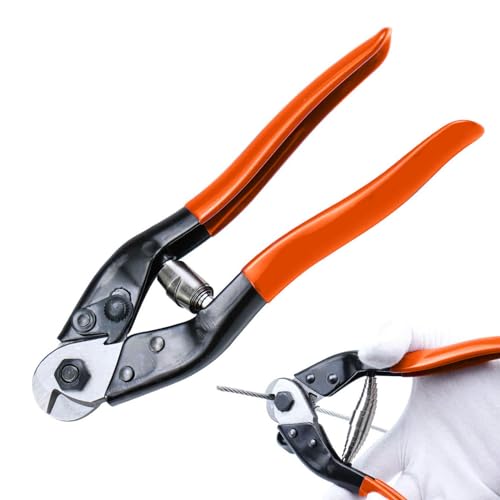 Drahtseilschneider Drahtschneider 200mm, Kabelschneider Chrom-Vanadium-Stahl Kabelschere für Seil Fahrrad Bremshebel Kabel Reparatur Kabelschneider, Drahtschneider mit weichen Griffen