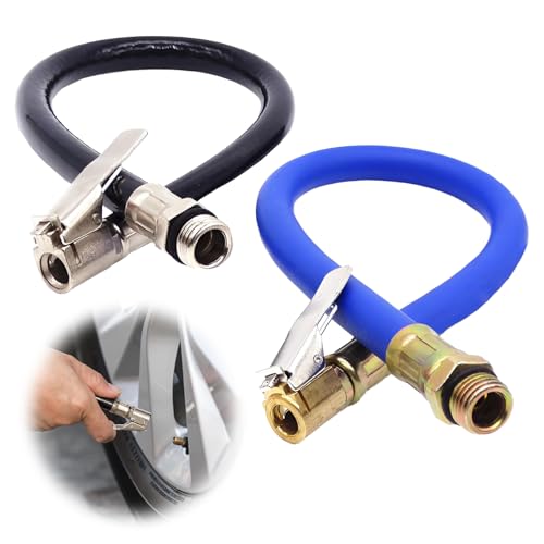 2 Stück Set Reifenfüller Schlauch,Reifenfüllschlauch Adapter,Luftpumpe Schlauch Hose,für Auto Fahrrad Reifenfüllschlauch Anschluss,Autoventil Inflator,Easy Ersatzschlauch Druckluft,Luftfüller Aufsätze