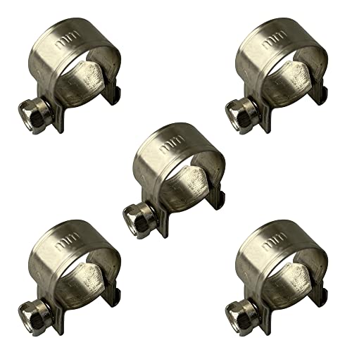 On1shelf Mini-Kraftstoffleitungsschlauchschellen, Edelstahl, 9–11 mm, 5 Stück