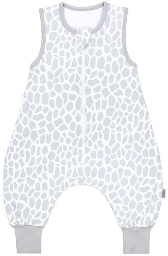 TupTam Sommerschlafsack Baby mit Füßen – Leichter Schlafsack Baby Sommer 0.5 TOG, OEKO-TEX, Farbe: Giraffe Grau, Größe: 92-98