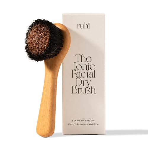 RUHI Klosterbürste Gesicht/Kupferbürste/Gesichtsbürste Kupfer, Naturborsten & plastikfrei zur Trockenbürsten Massage/gefertigt in DE/Ionic Dry Brush Face/FSC-zertifiziertes Buchenholz