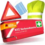 Kfz Kombitasche nach aktueller Norm 2025 DIN 13164 (StVO konform) - Inkl. Warndreieck, Warnweste - Verbandskasten Auto Warndreieck Kfz Verbandskasten Erste Hilfe Set Auto Verbandskasten 2025