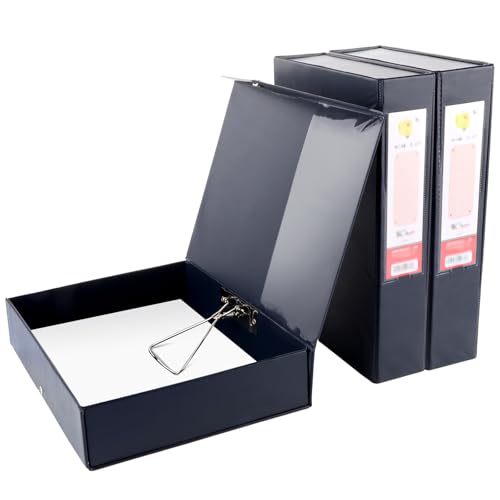 CYEER 3 Stück Archivbox A4 mit Verschlussfeder, Archivboxen für Ordner A4, Aktenkartons Archivbox mit Deckel, Dokumentenbox A4 für Büro, Schule, Schwarz