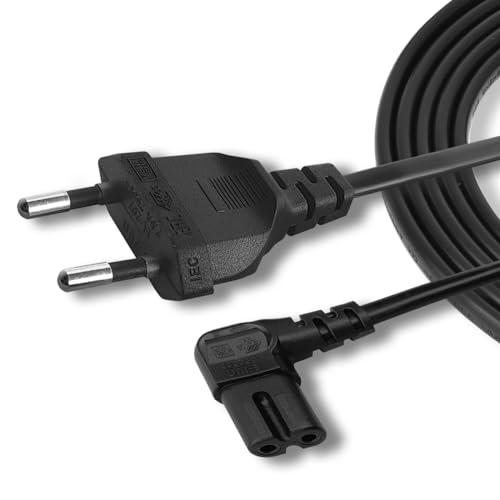 AJTECH® 5M Samsung TV Netzkabel Fernseher C7 Stromkabel - Zertifiziertes AC Eurostecker 2 Polig 90Grad C7 IEC Kabel - Kompatibel LG LED TV PS4 Slim Xbox Series X S Drucker Netzteile PS5 Power Cable