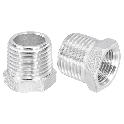 QUARKZMAN 3 Stück 1/2" Männlich NPT auf 3/8" Weiblich NPT 304 Edelstahl Reduzierstück Sechskantmuffe, Reduzierung Reduziernippel für Industrielle, Öl-/Gas- und Sanitärsysteme
