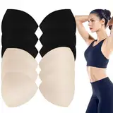 FAMCUCHE 6-Paare BH Einlagen, 2 Farben BH Einlagen Push up Dreieckige Atmungsaktive BH Einlagen Pads Schwarz und Hautton, Bikini Push up Pads BH Polster Einlagen Bikini Einlagen für Frauen Mädchen