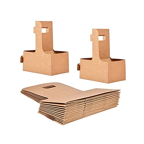 KVMORZE Getränkehalter für 2 Tassen, Kraftkarton-Griff, 340-850 ml, Kaffeebecherhalter für Getränke, Takeout, Café und Restaurant, Lebensmitteldienst, 50 Stück