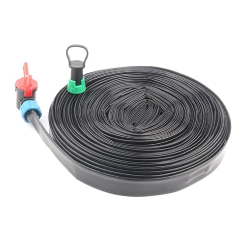 FBANULPEX Drip Tape Bewässerungsschläuche，Flache Rohre for Farm Gewächshaus Hausgarten Pflanzen Rinnsal Bewässerung Tropfschlauch(20m Kits)