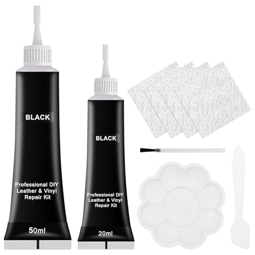Leder Reparatur Set Schwarz,50ML+20ML Flüssigleder Schwarz,Kunstleder Reparaturset,Lederreparatur Creme,Lederreparaturset Schwar,Flüssigleder Reparatur Set,für Lederprodukte Wie Autositze,Sofas,Schuh