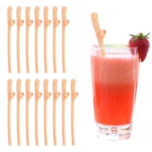 Trinkhalme für Junggesellinnenabschiede, 15 Stück Trinkhalm Hen Party Papierstrohhalme für Partys, Prom-Bar-Party-Strohhalme, Wiederverwendbar, für Bar, Cocktail, Geburtstag, Fleischfarbe