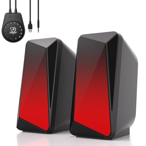 SOULION C30 PC Lautsprecher für Monitor, Laptop, Spiele, Desktop Computer Boxen Bluetooth Soundbar mit LED, 3,5 mm Aux-Eingang, USB-betrieben, 1 Paar