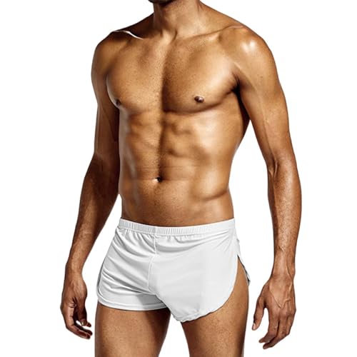Herren Boxershorts Seitenschlitz - Großer Lauf Bodybuilding Trainieren Sportshorts Fitness Shorts Baumwolle Sexy Kurze Hose Lounge Shorts Unterwäsche Pyjamahose legere Schlafunterwäsche
