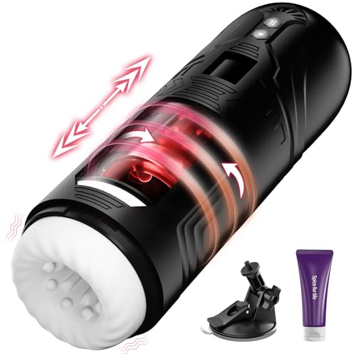HIVEFUN Masturbieren für Männer Elektrisch, Masturbator Sex Spielzeug für die Männer Solo mit 7 Vibration Stoß und Rotationsmodi, 3 in 1 Sexspielzeug Taschenmuschi Penis Masturbatoren Sex Toys Pussy