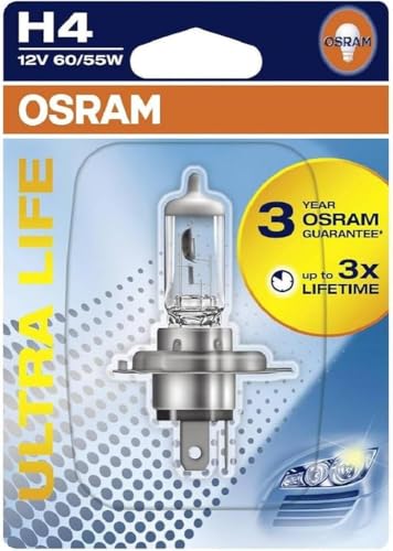 Osram ULTRA LIFE, H4, halogen headlight lamp, Single Blister (1 lamp)