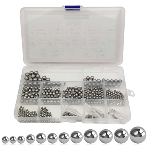 YOYEAH Kugellager Kugeln - 620 Stahlkugeln, Fahrrad Ersatzteile, diverse Größen (1-8mm), rostbeständig, Edelstähle, präzise. Perfekt als Kugellager, Reinigungsperlen, Sphären, für Fahrrad und mehr