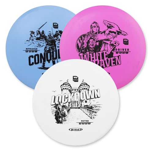 Guru Disc Golf Starter Set, 3 Frisbee-Scheiben für Jede Entfernung, Funsport im Freien für Kinder und Erwachsene – Driver, Midrange, Putter