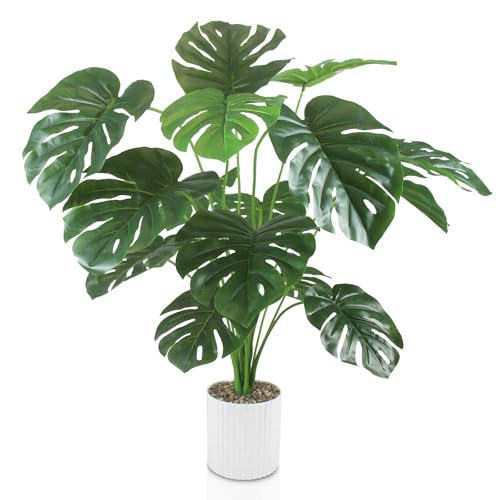 INSANYJ Monstera Kunstpflanzen Groß, 80cm Hoch 24 Zweige Kunstpflanze Splitphilo im Topf Künstliche Pflanzen Plastik Pflanze Deko Modern Wohnzimmer Balkon Schlafzimmer Zimmer Hochzeit Party