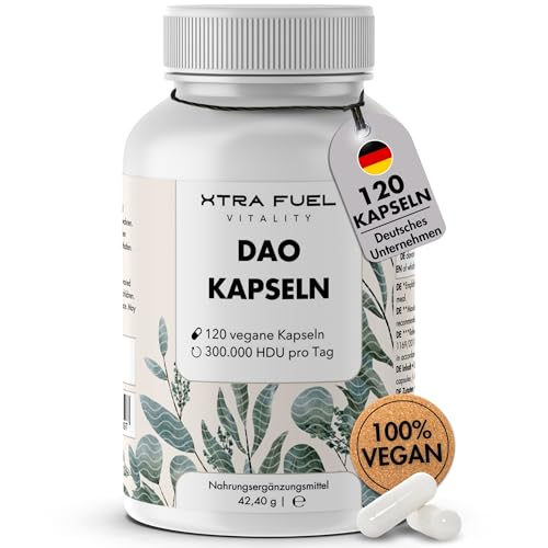 DAO Kapseln 120 Stück (hochdosiert) - 300,000 HDU pro Tagesdosis - DAO Enzym aus Erbsenprotein - vegan & laborgeprüft