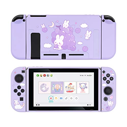 GeekShare Schutzhülle für Switch, weiche TPU Slim Case Cover Kompatibel mit Nintendo Switch Konsole und Joy-Con (Grape Bunny)
