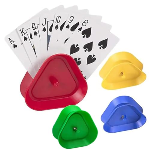 TMRBBesty Dreieckiger Spielkartenhalter,Games Kartenhalter,Kartenhalter Spielkarten,Spielkartenhalter aus Kunststoff,Geeignet für Kinder,Erwachsene,Altere Menschen,Menschen mit Behinderungen