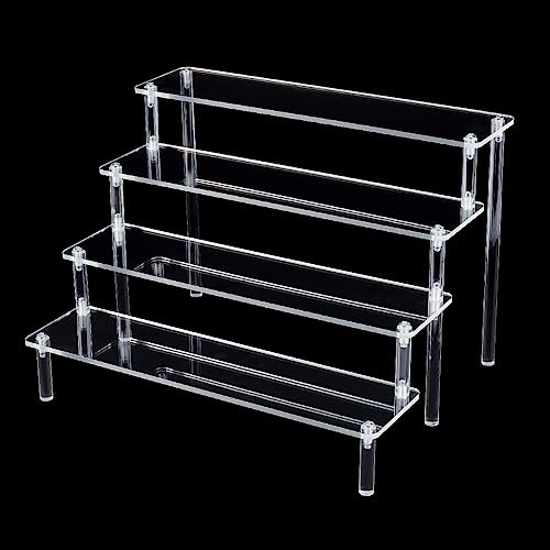 nbeads 4-Stufiger Transparenter Display-Riser, Acryl-Klarer Ständer Cupcake-Ständer Figur-Display-Ständer mit Display-Organizer-Regal für Kunsthandwerk Kosmetik Display-Sammlung Zeigen
