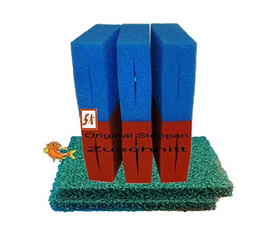 Steppan 6 Stück Filterschwämme 3 Blaue und 3 rote -Plus- 2 Stück Biomatten für Oase Biotec 10