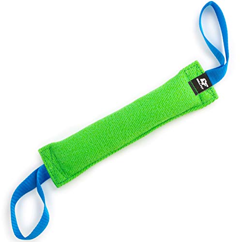 Bull Fit Beisswurst für Hunde, 30 cm, mit Zwei Schlaufen - Sehr Robustes Hundespielzeug zum Training, Tauziehen und Zerrspiele mit Hund - Aus hochwertigem Baumwolle-Nylon handgefertigt (Grün)
