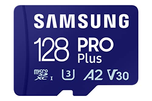 Samsung PRO Plus microSD-Karte + SD-Adapter, 128 GB, Für Mobile Gaming auf Smartphones, Tablets und Handheld Konsolen, UHS-I U3, Full HD & 4K UHD, 180 MB/s Lesen, 130 MB/s Schreiben, MB-MD128SA/EU