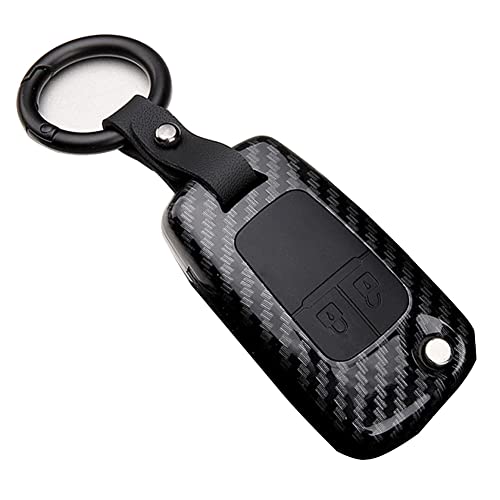 OTMIK ABS-Kohlefaser-Autoschlüssel-Schutzhülle für Opel Astra Corsa Meriva Zafira Astra J Mokka Insignia Chevrolet Schlüsselgehäuse Zubehör (Carbon Schwarz, 2 Tasten)