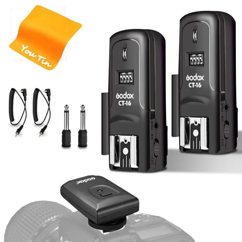 Godox CT-16 Godox Trigger Kabelloser Blitzauslöser, Godox Trigger Kompatibel mit Canon Nikon Sony Pentax DSLR-Kamera (1 x Sender + 2 x Empfänger)