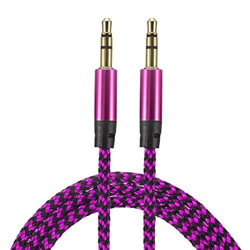 sourcing map Aux Kabel 3.5mm Stecker an Stecker Nylon Geflochten 3Ft Anschlusskabel Rose Rot für Kopfhörer Smartphone Heim/Auto Stereoanlage Lautsprecher Computer