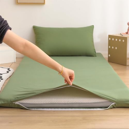 Futon-Matratzenschoner für King-Size-Betten, waschbar, Baumwolle, Reißverschluss, Bodenmatratzenschoner, 180 x 200 cm, Grasgrün
