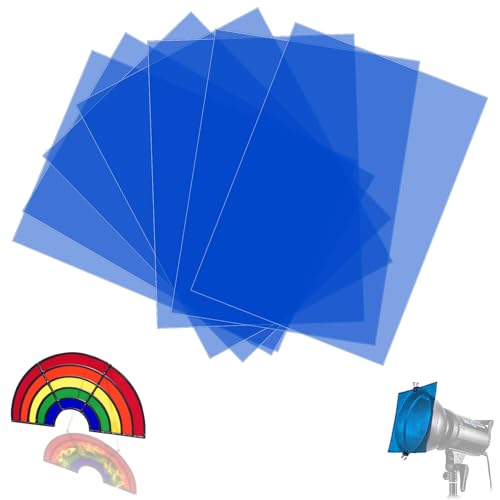 SWTYExt 7 Stück Folie Hitzebeständig für Lampen Blau Lampenfolie 29,7 x 21cm Farbfolien Gel Farbfilter A4 Transparente Farbkorrektur für Foto Lampe Scheinwerfer Grafie Studio Strobe Blitz LED
