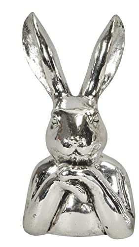 ETC putziger origineller Osterhase als Büste Silber antik glänzend antike Optik in 2 möglichen Ausführungen (Silber antik mittig)
