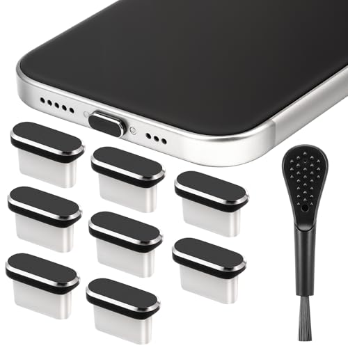 Gjinxi 8 Stück USB C Staubschutz, USB C Schutzkappe Handy Staubschutz Stöpsel Anti Staub Abdeckkappen mit 2 Reinigungsbürste Smartphone Zubehör für Mobiltelefone