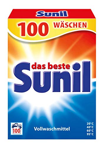 Sunil aktiv Pulver - Vollwaschmittel - für 100 Wäschen - Flecklösekraft, hautverträglich, mikroplastikfrei, vegan - 5 kg