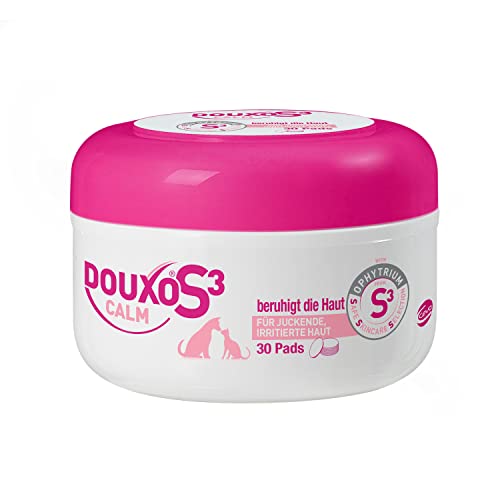 DOUXO S3 Calm Pads für Hunde und Katzen | Pflege für juckende, gereizte und empfindliche Haut | hautberuhigend und feuchtigkeitsspendend | für Allergiker geeignet | 30 Pads
