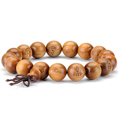 Senlinmu Tibetische Armband, Buddha buddhistische Zen Meditation Mala Gebet Fo Kwan-Yin Holz Bead Männer Handgelenk Armband