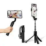 Gimbal Phone Stabilizer with Bluetooth Remote Control Selfie Stick for Vlog/Youtuber/Live Stream, Compatible with iPhone and Android (Brown)